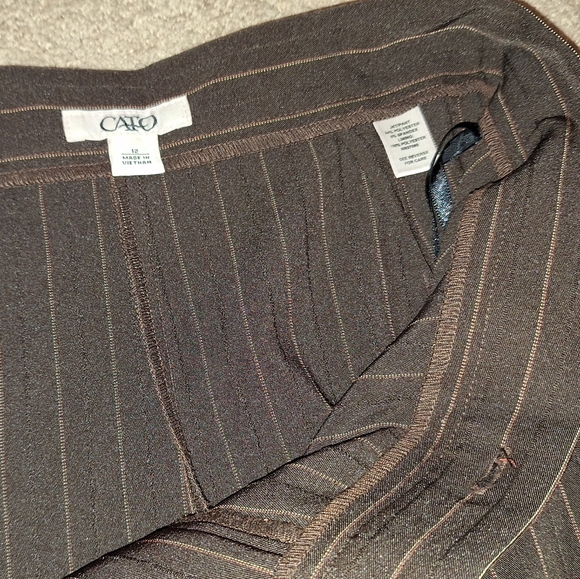 CATO / BROWN PINSTRIPE WOMEN'S PANTS SUIT / SIZE 10/12 - Picture 9 of 14